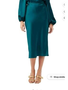 NWT Trina Turk Lighten Up Satin Midi-Skirt Size 8